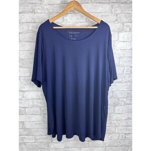 Susan Graver Modern Essentials Liquid Knit Top Travel Stretch Navy Blue Size 3X‎